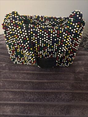 Vintage Lumured multi color  Beaded Handbag